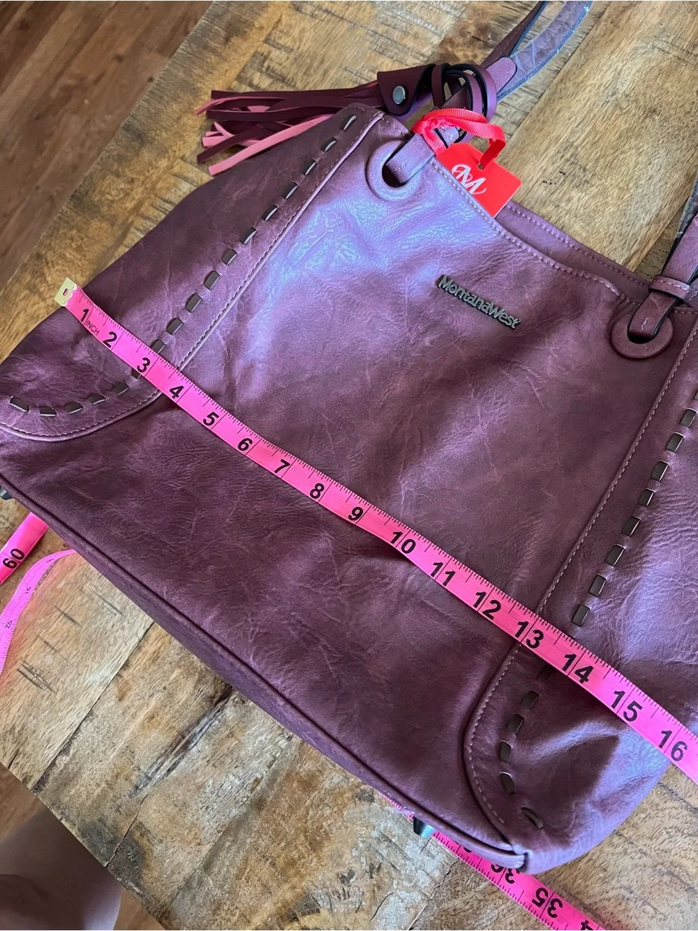 Montana West Vegan Leather tote bag Western whipstitch Purse